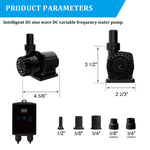 660 GPH External & Submersible Pond Pump 30W Variable Frequency with External Controller