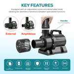 4230 GPH External & Submersible Pond Pump 160W Variable Frequency External Controller