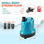 396 GPH Bottom Suction Submersible Water Pump - 40W Energy Efficient, Low-Suction