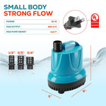 660 GPH Bottom Suction Submersible Water Pump - 60W Energy Efficient, Low-Suction