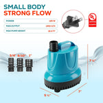 1452 GPH Bottom Suction Submersible Water Pump - 125W Energy Efficient, Low-Suction